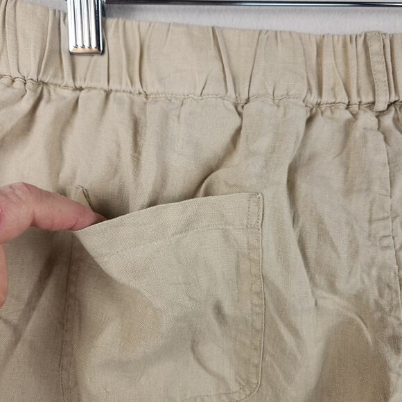 Quince 100% European Linen Pants Women’s SZ XL Beige Cropped Pockets - Picture 8 of 12